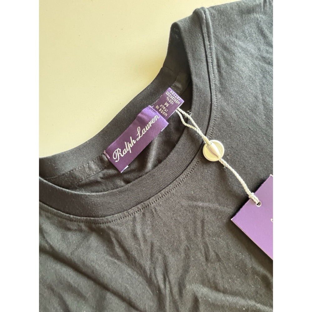 Ralph Lauren Purple Label Lux Cotton Jersey T Shirt Sz M Black NWT